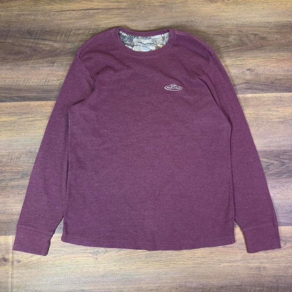 Realtree Waffle Knit Long Sleeve Shirt – Men's XL – Burgundy